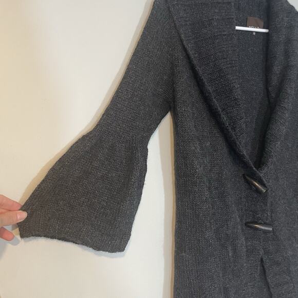 Nellik Women’s Long Cardigan 100% Alpaca Gray XS Toggle Button Wrap 3/4 Sleeve - Picture 4 of 10